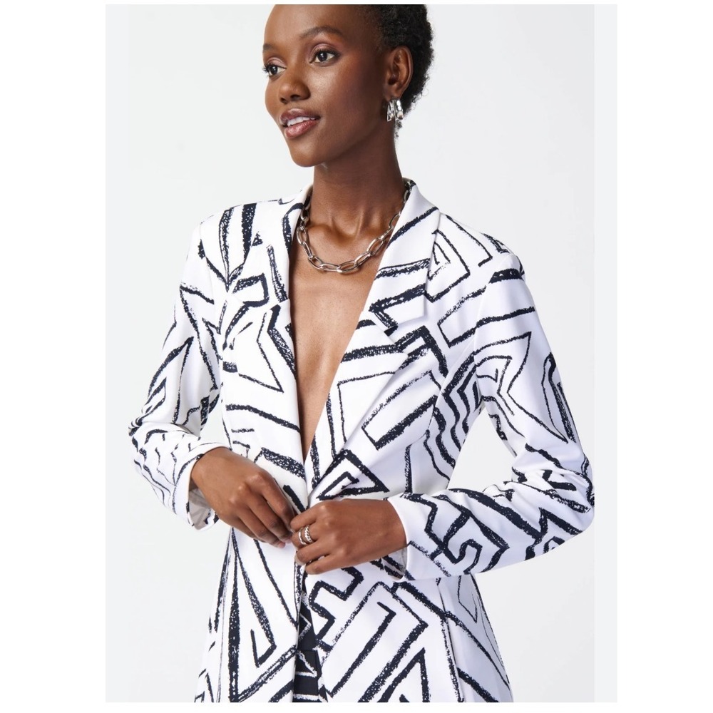 Joseph Ribkoff Black and White Geometric Blazer